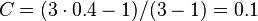 C = (3\cdot 0.4 - 1)/(3-1) = 0.1